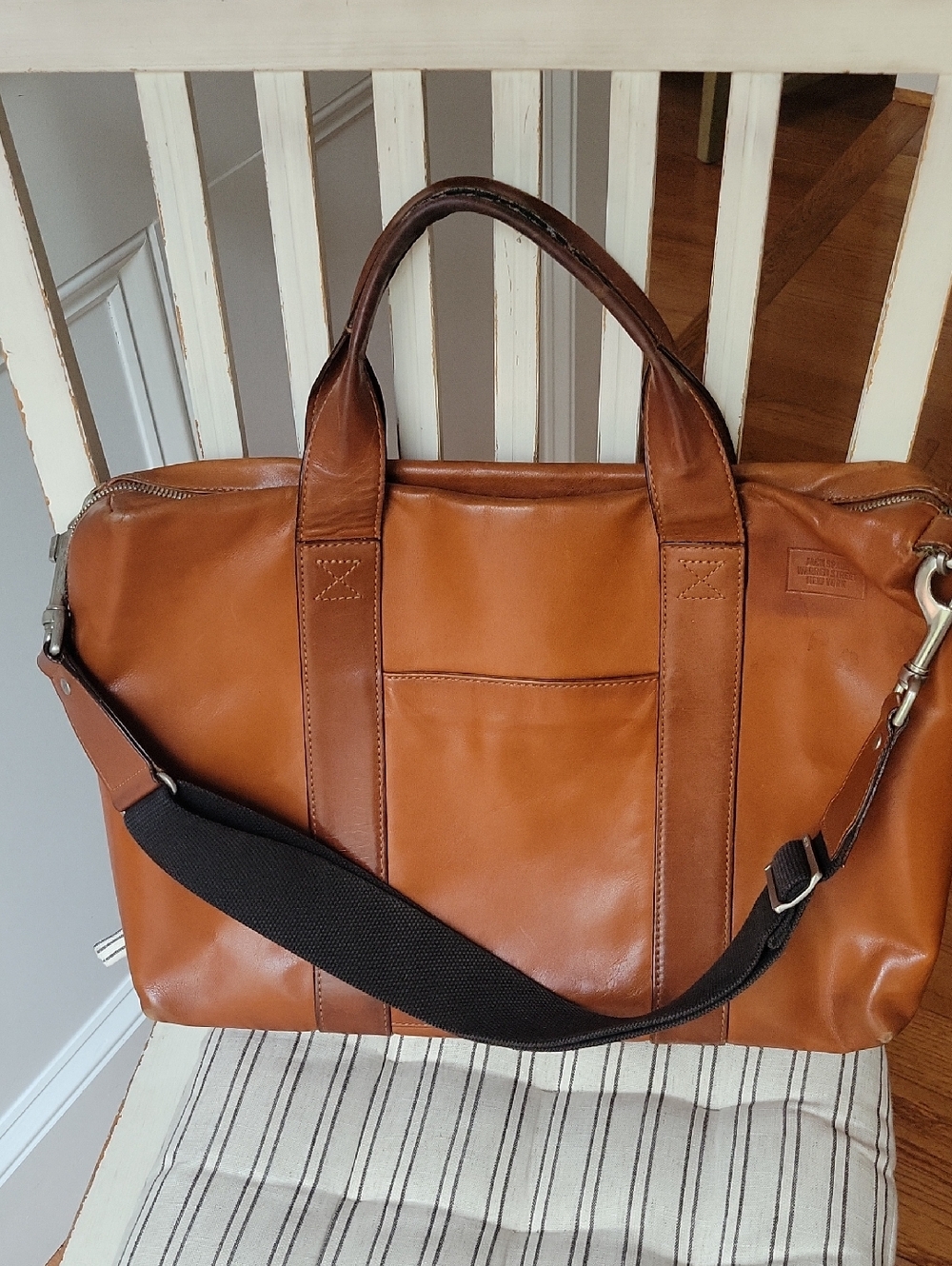Jack Spade Brown Leather Briefcase Laptop Bag  Shoulder Strap